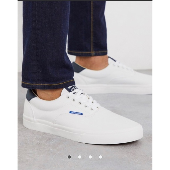Jack Jones White Canvas Shoes Sz 95 